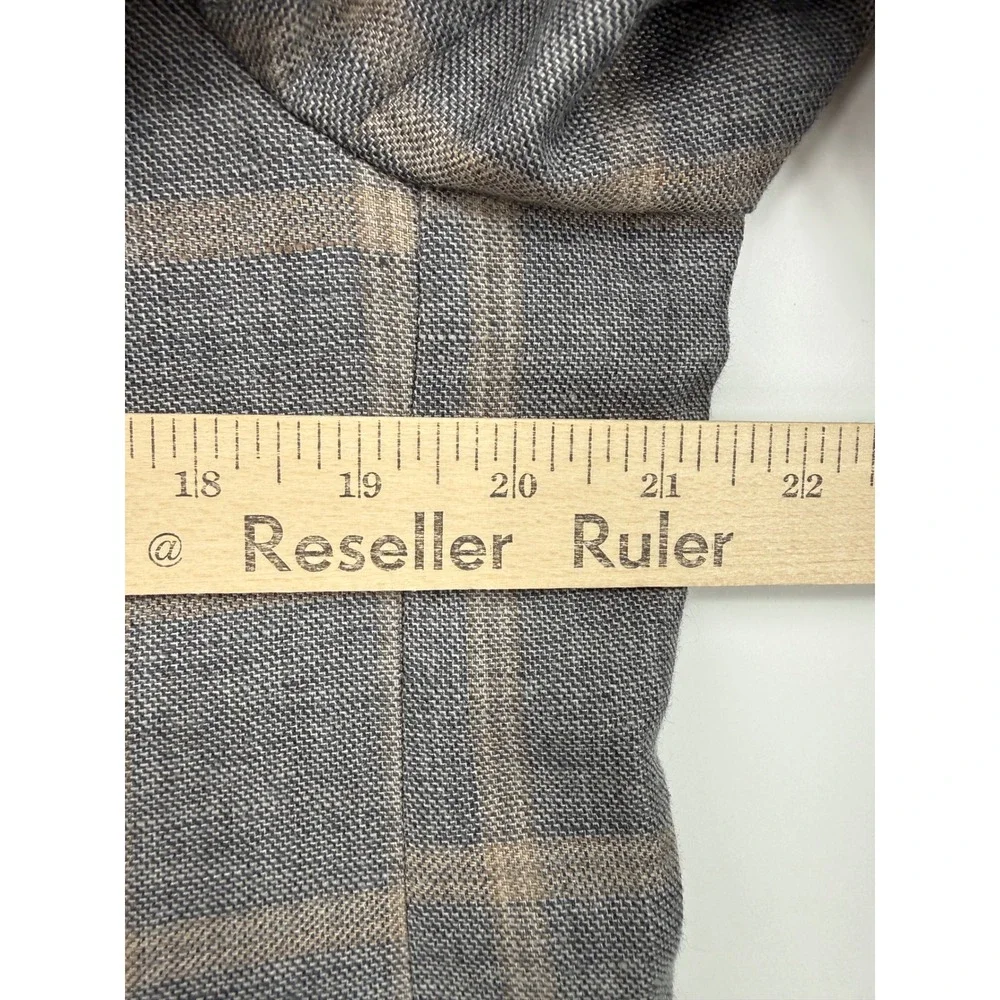Jo A Bank Blazer Mens 42R Gray Beige Plaid Linen Wool Brrr Sport‎ Coat
